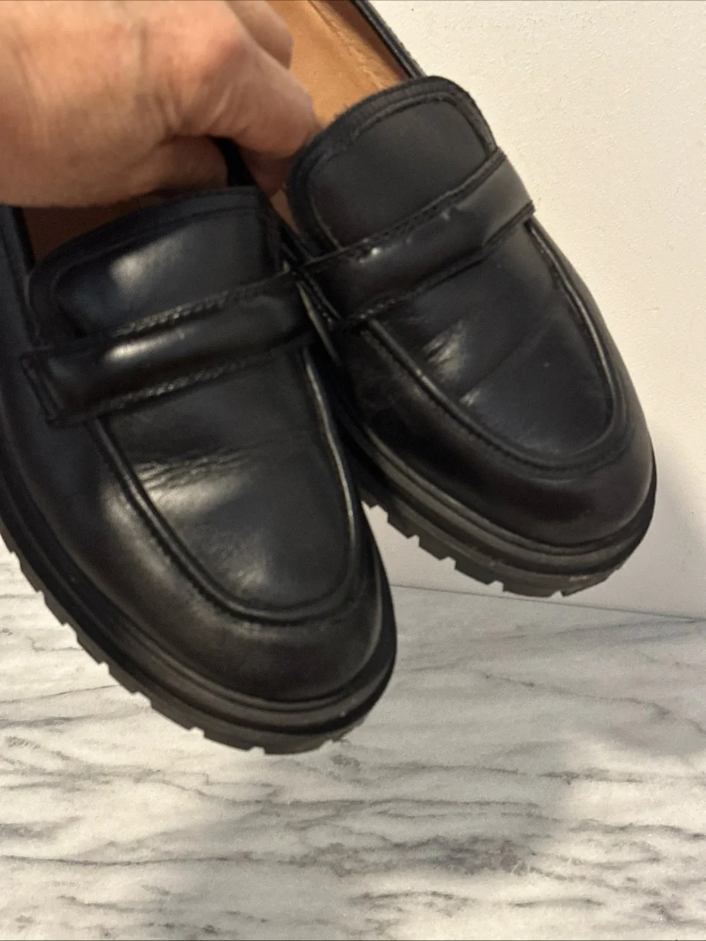 Madewell Classic Black Leather Penny Loafers for women